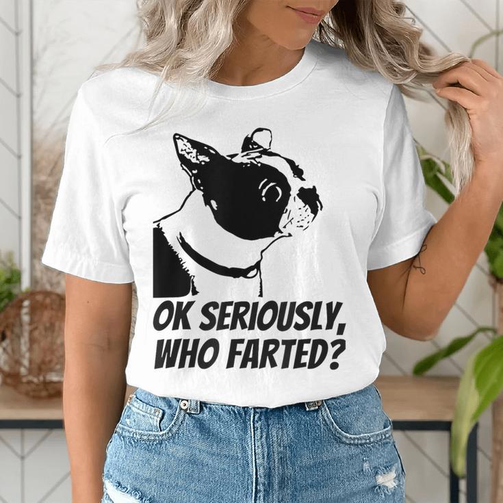 Boston Terrier Shirt Ok Seriously Who Farted Women's T-Shirt, funny gift