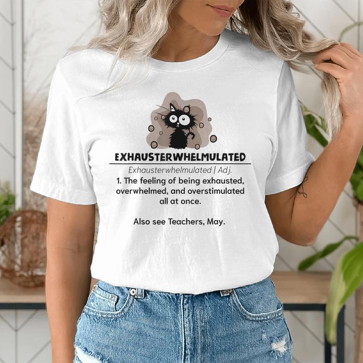 Cat Exhausted Teacher Exhausterwhelmulated Definition Women's T-Shirt, funny gift Cat Exhausted Teacher Exhausterwhelmulated Definition Women's T-Shirt, funny gift