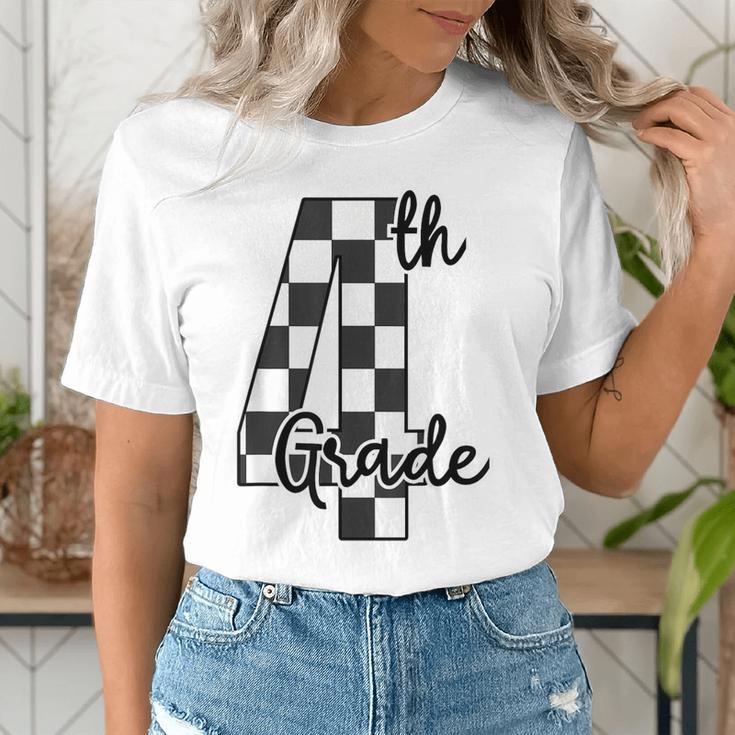 Checkered Fourth Grade Back To School Teachers Students Women's T-Shirt, funny gift