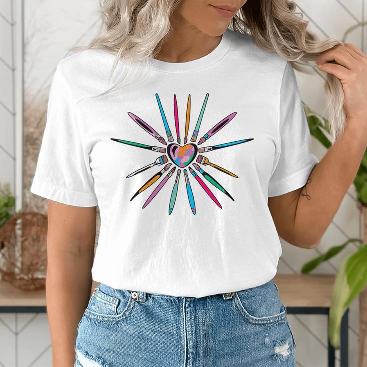 Cool Brush Heart Shape Art Teacher Paint For Artist Painter Women's T-Shirt, funny gift Cool Brush Heart Shape Art Teacher Paint For Artist Painter Women's T-Shirt, funny gift