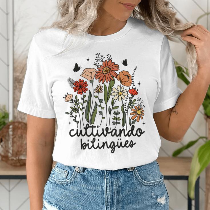 Cultivando Bilingues Dual Language Crew Bilingual Teacher Men Women Girls Kids Women's T-Shirt, funny gift