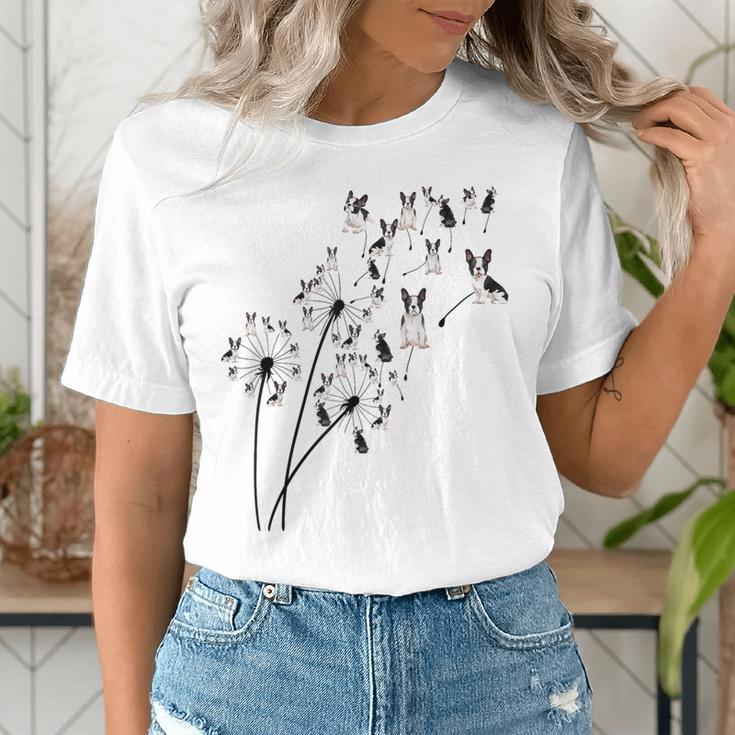 Dandelion Boston Terrier Flower Floral Bostie Tree Women's T-Shirt, funny gift