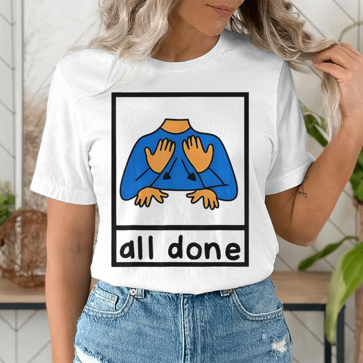 All Done Sign Language Speech Pathology Aac Sped Teacher Women's T-Shirt, funny gift