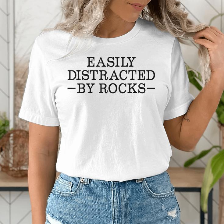 Easily Distracted By Rocks Rock Lover Geology Teacher Women's T-Shirt, funny gift