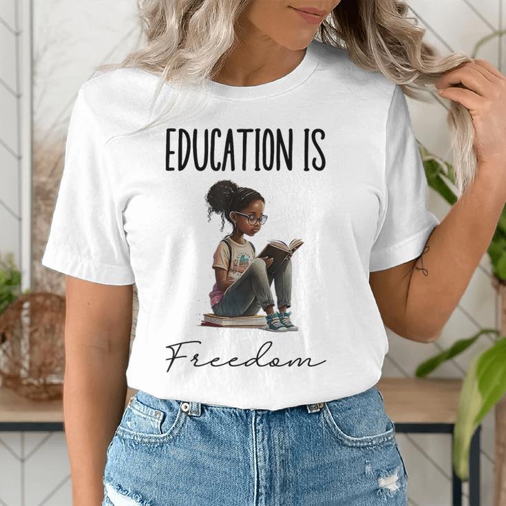 Education Is Freedom Teacher Books Black History Month Women's T-Shirt, History Teacher Shirts, funny gift Education Is Freedom Teacher Books Black History Month Women's T-Shirt, History Teacher Shirts, funny gift