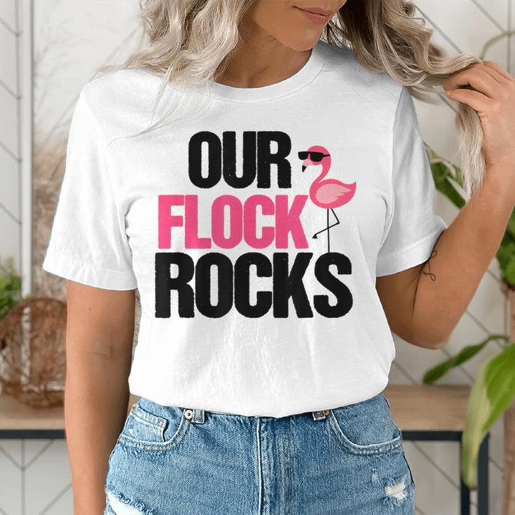 Our Flock Rocks Flamingo Mother's Day Teacher Women's T-Shirt, funny gift Our Flock Rocks Flamingo Mother's Day Teacher Women's T-Shirt, funny gift