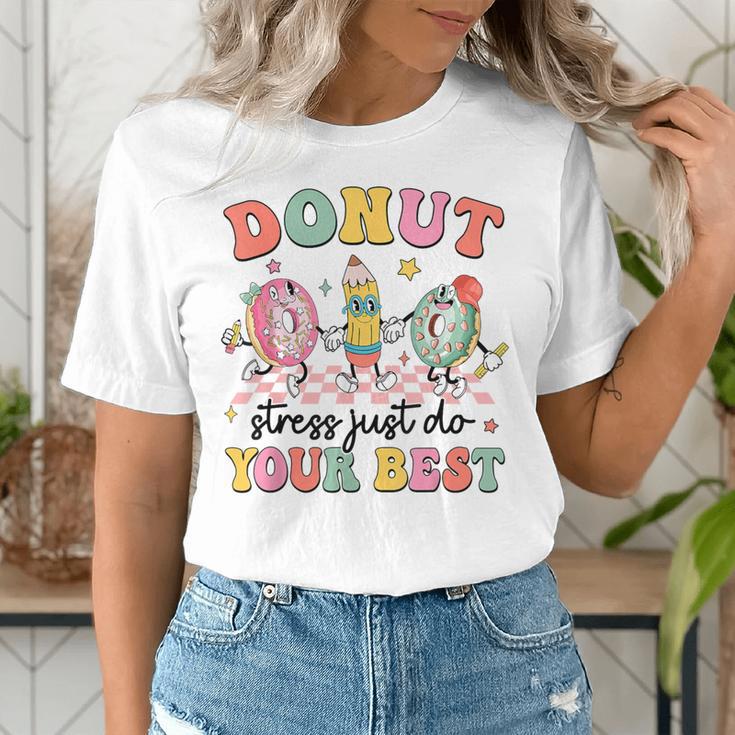 Groovy Donut Stress Just Do Your Best Testing Day Teachers Women's T-Shirt, funny gift Groovy Donut Stress Just Do Your Best Testing Day Teachers Women's T-Shirt, funny gift