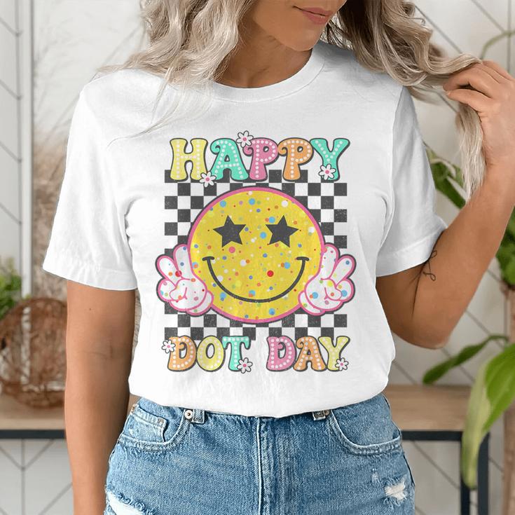 Happy Dot Day Hippie Flowers Smile Face Groovy Teacher Kids Women's T-Shirt, Groovy Teacher Shirts, funny gift Happy Dot Day Hippie Flowers Smile Face Groovy Teacher Kids Women's T-Shirt, Groovy Teacher Shirts, funny gift