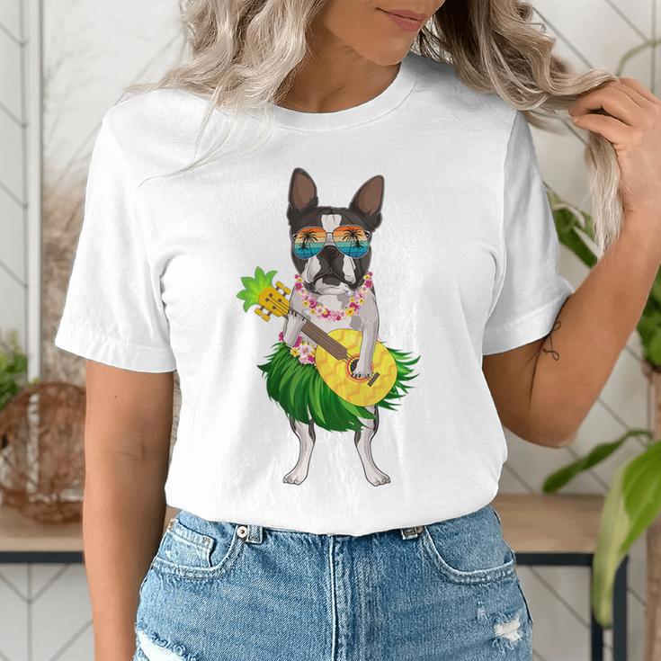 Hawaiian Boston Terrier Dog Pineapple Ukulele Summer For Men Women Girls Kids Women's T-Shirt, funny gift