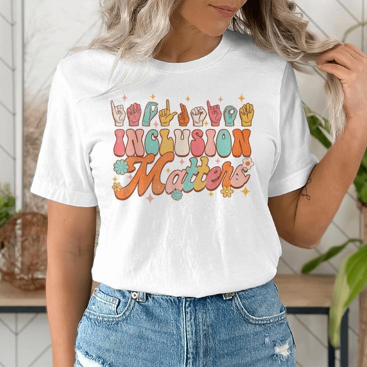Inclusion Matters Groovy American Sign Language ASL Teacher For Men Women Women's T-Shirt, Groovy Teacher Shirts, funny gift Inclusion Matters Groovy American Sign Language ASL Teacher For Men Women Women's T-Shirt, Groovy Teacher Shirts, funny gift