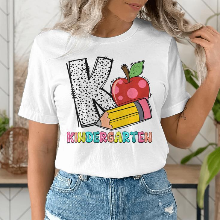 K Is For Kindergarten Teacher Pencil Apple Back To School Women's T-Shirt, funny gift
