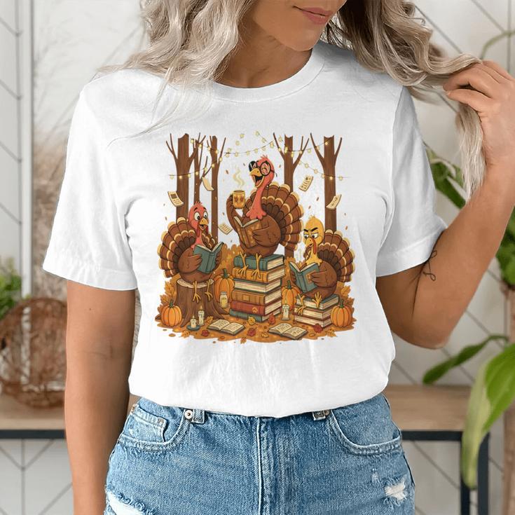Librarian Turkey Reading Book Fall Thanksgiving Teacher Book Women's T-Shirt, funny gift Librarian Turkey Reading Book Fall Thanksgiving Teacher Book Women's T-Shirt, funny gift