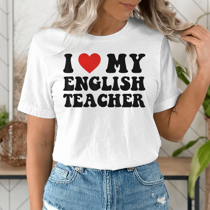 I Love My English Teacher Heart English Language Teachers For Men Women Kids Women's T-Shirt, English Teacher Shirts, funny gift