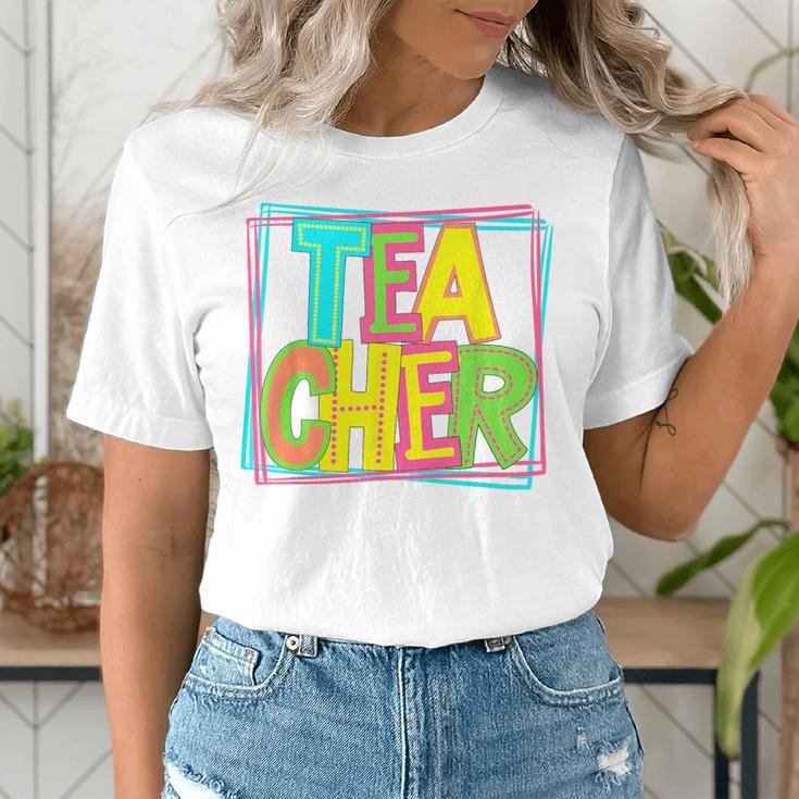 Neon Retro Teacher Cute Teacher Team New Teacher Back To Sch Women's T-Shirt, funny gift