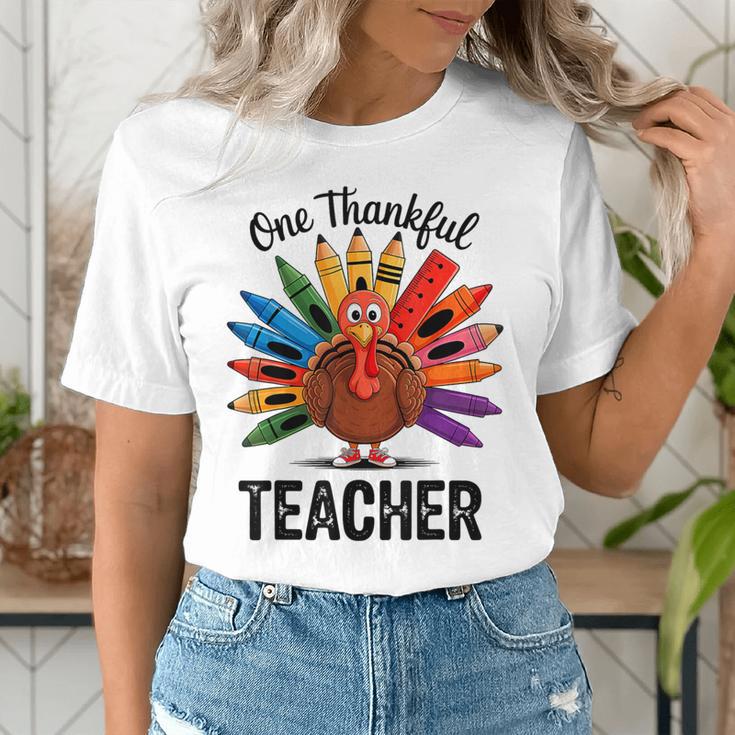 One Thankful Teacher Thanksgiving TurkeyCute Pencil Women's T-Shirt, funny gift