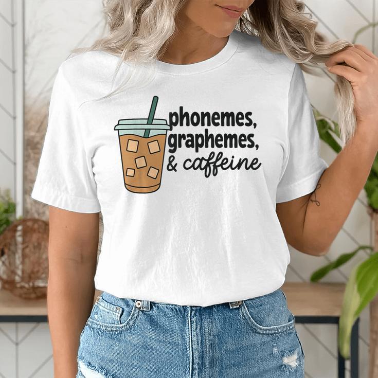 Phonemes Graphemes And Caffeine Coffee Teacher Appreciation Women's T-Shirt, funny gift Phonemes Graphemes And Caffeine Coffee Teacher Appreciation Women's T-Shirt, funny gift