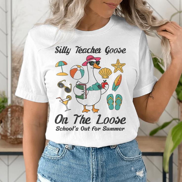 Silly Teacher Goose On The Loose School Out Summer Women Men Women's T-Shirt, funny gift Silly Teacher Goose On The Loose School Out Summer Women Men Women's T-Shirt, funny gift