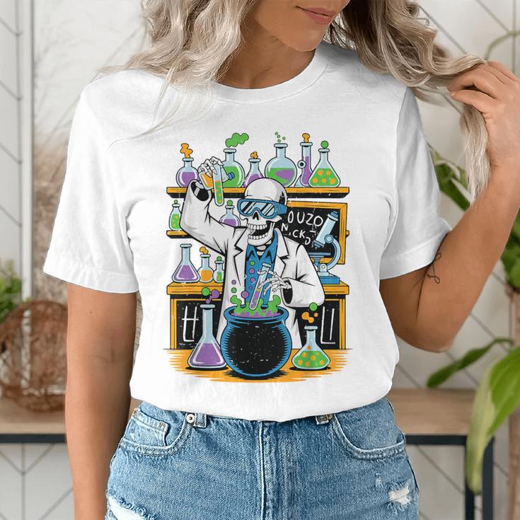 Skeleton Mad Scientist Halloween Costume Science Teacher Women's T-Shirt, Science Teacher Shirts, funny gift Skeleton Mad Scientist Halloween Costume Science Teacher Women's T-Shirt, Science Teacher Shirts, funny gift