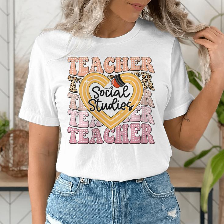 Social Studies Teacher Pencil Heart Leopard Back To School Women's T-Shirt, funny gift Social Studies Teacher Pencil Heart Leopard Back To School Women's T-Shirt, funny gift