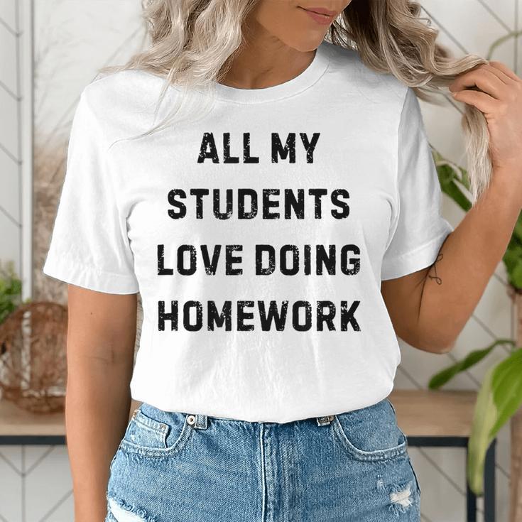 All My Students Love Doing Homework Teacher Lie Party Women's T-Shirt, funny gift All My Students Love Doing Homework Teacher Lie Party Women's T-Shirt, funny gift