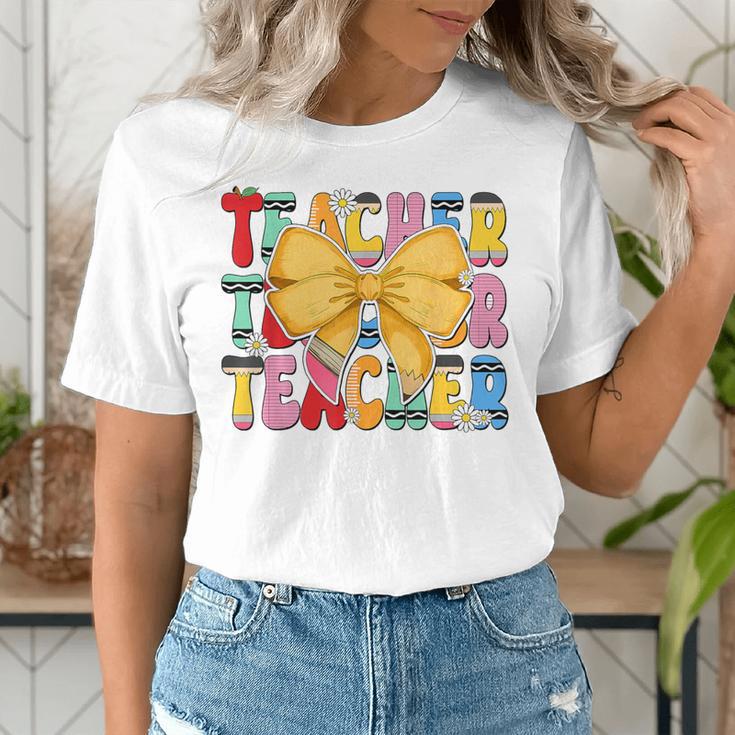 Teacher Pencil Coquette Bow Back To School Teacher Women's T-Shirt, funny gift