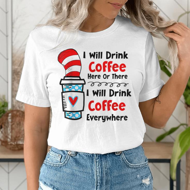 Teaching I Will Drink Coffee Here Or There Teacher Women's T-Shirt, funny gift Teaching I Will Drink Coffee Here Or There Teacher Women's T-Shirt, funny gift