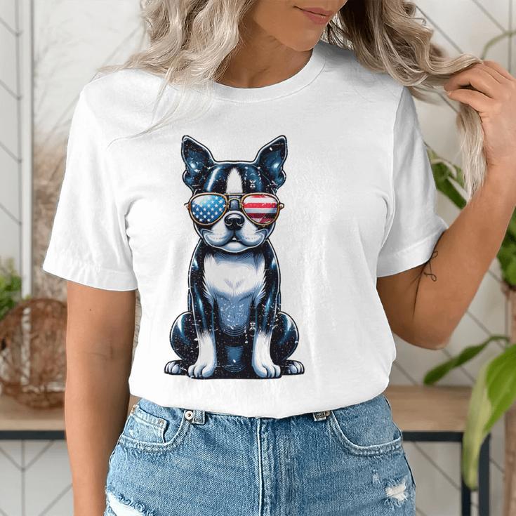 USA Flag Boston Terrier Best Dog Mom Ever 2025 Women's T-Shirt, Boston Terrier Mom Shirts, funny gift