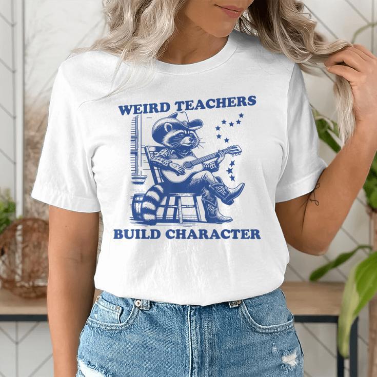 Weird Teachers Build Character Shirt Raccoon Teacher Women's T-Shirt, funny gift