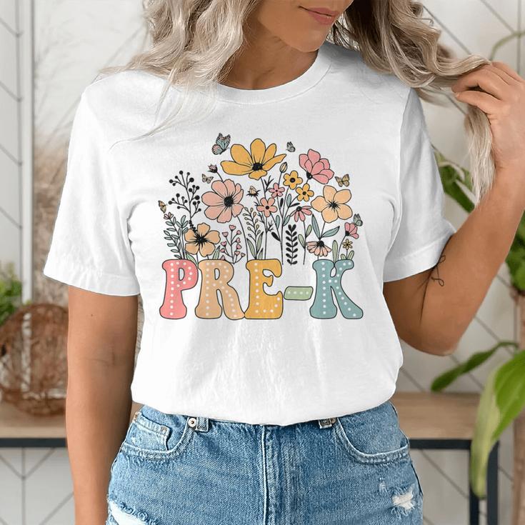 Wildflower Pre-K Preschool Team Floral Teacher Girls Women's T-Shirt, funny gift