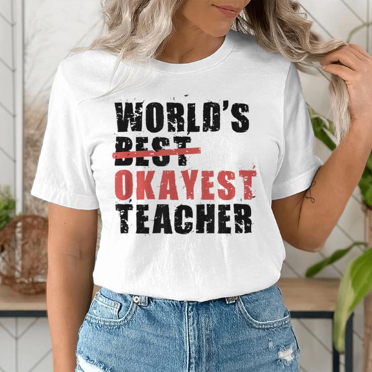 World's Best Okayest Teacher ACY025a For Men Women Women's T-Shirt, funny gift World's Best Okayest Teacher ACY025a For Men Women Women's T-Shirt, funny gift