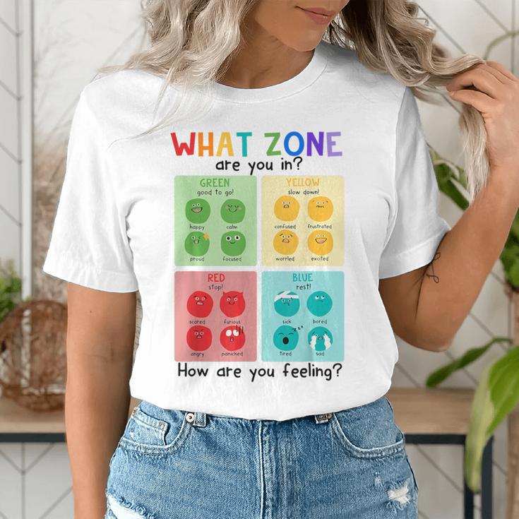 What Zone Are You In How Are You Feeling Teacher Women's T-Shirt, funny gift