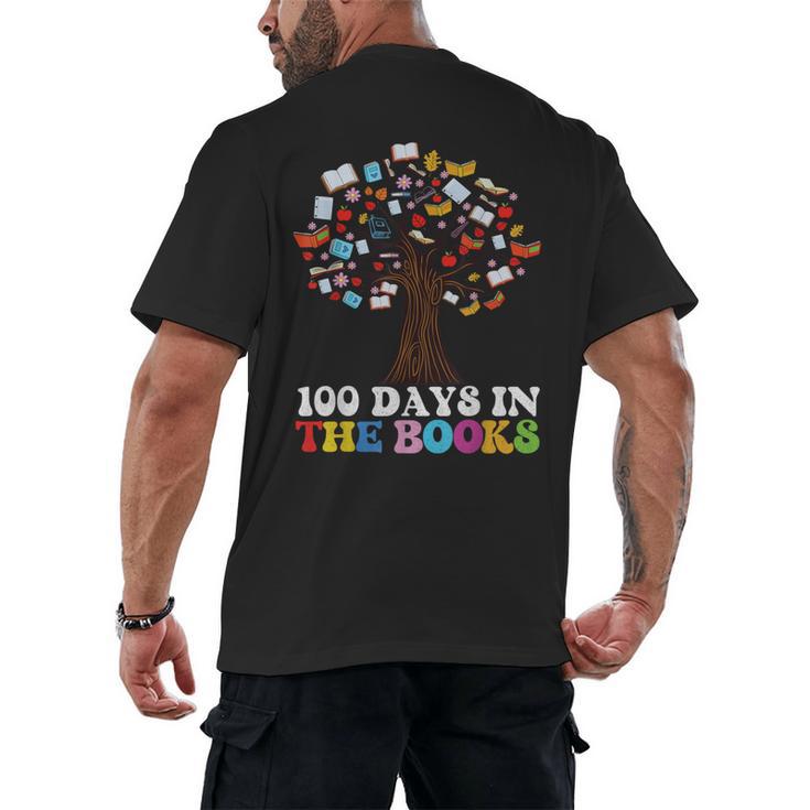 100 Days In The Books Reading Teacher 100th Day Of School Men's Back Print T-Shirt