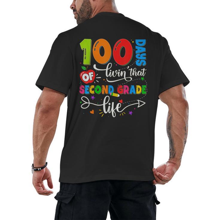 100 Days Of Living That 2nd Grade Life Boy Girl Teacher Men's Back Print T-Shirt