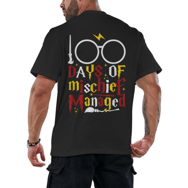 100 Days Of Mischief Managed Teacher Kid 100th Day Of School Men's Back Print T-Shirt