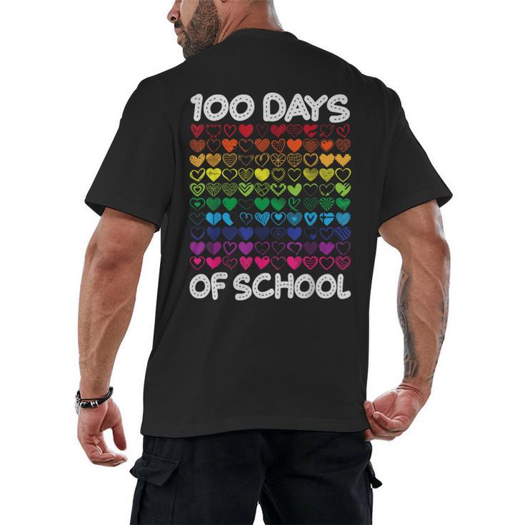 100 Days Of School Heart Love Teacher Or Student 100th Day Men's Back Print T-Shirt