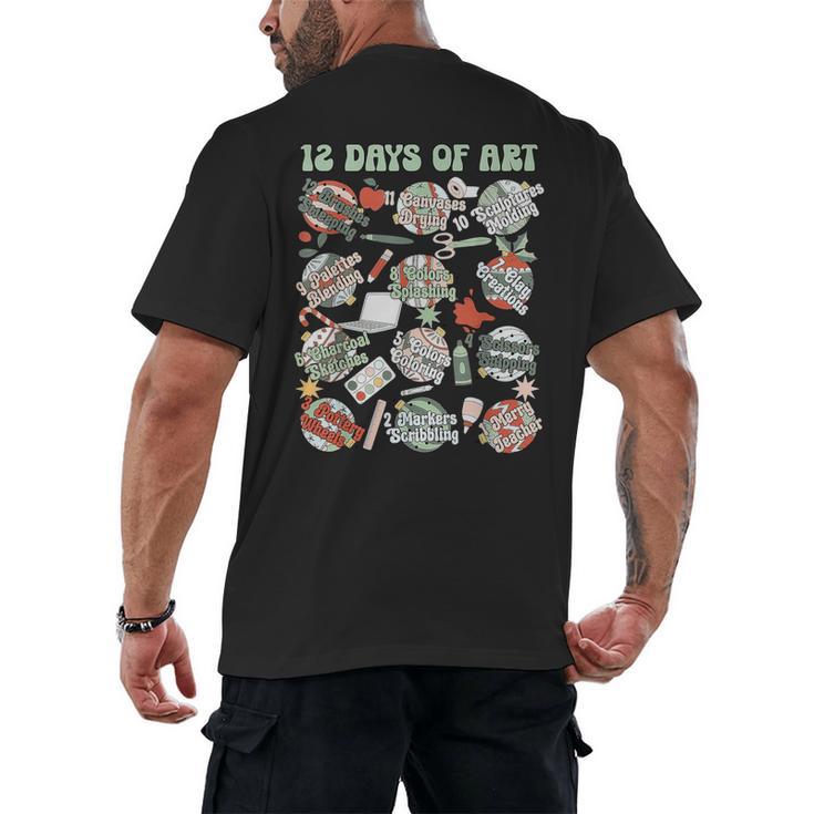 12 Days Of Art Teacher Christmas Artists Painter Educational Men's Back Print T-Shirt