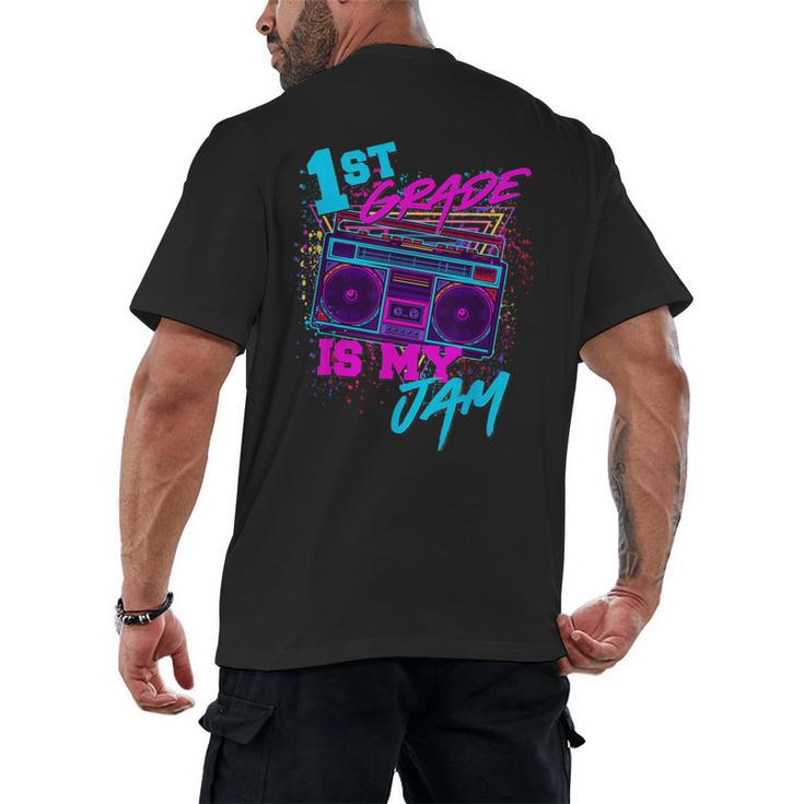 1st Grade Is My Jam Vintage 80s 80's Teacher Student Retro Men's Back Print T-Shirt
