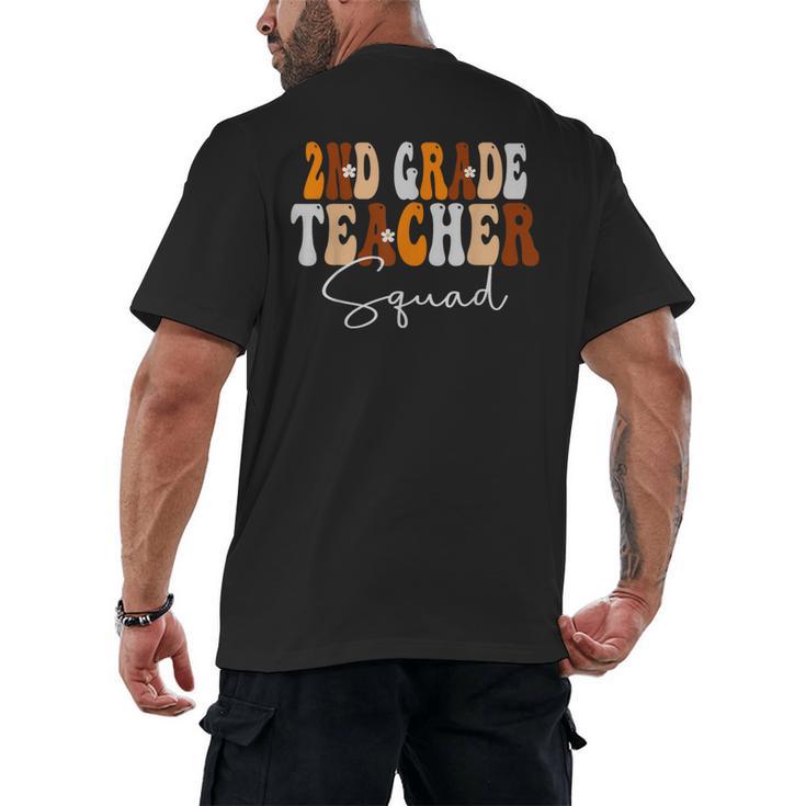 2nd Grade Teacher Squad Cute Women Groovy Fall Autumn Lovers Men's Back Print T-Shirt