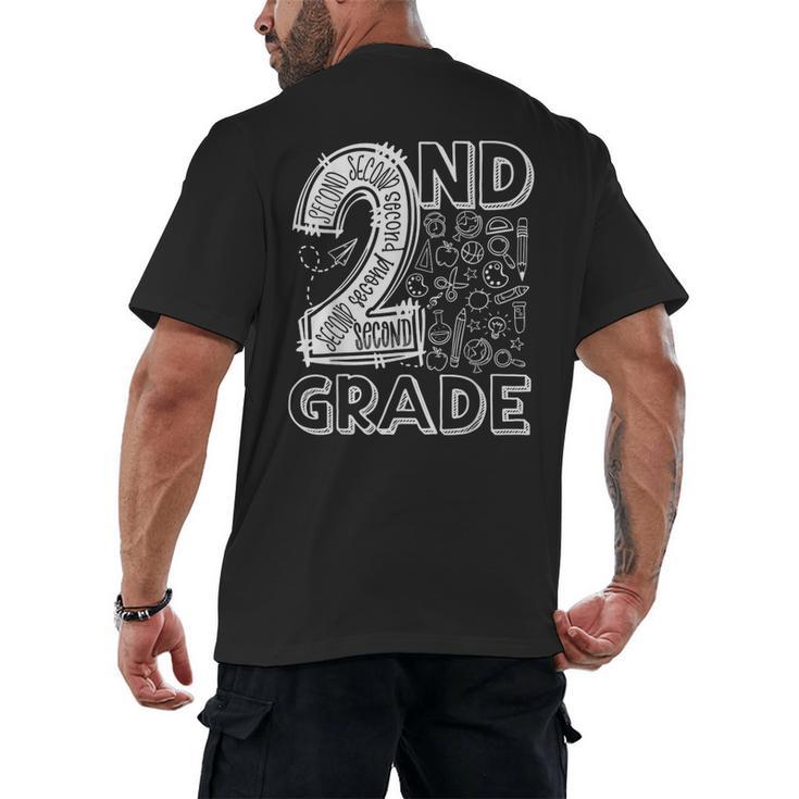 2nd Grade Typography Team 2nd Grade Teacher Back To School Men's Back Print T-Shirt