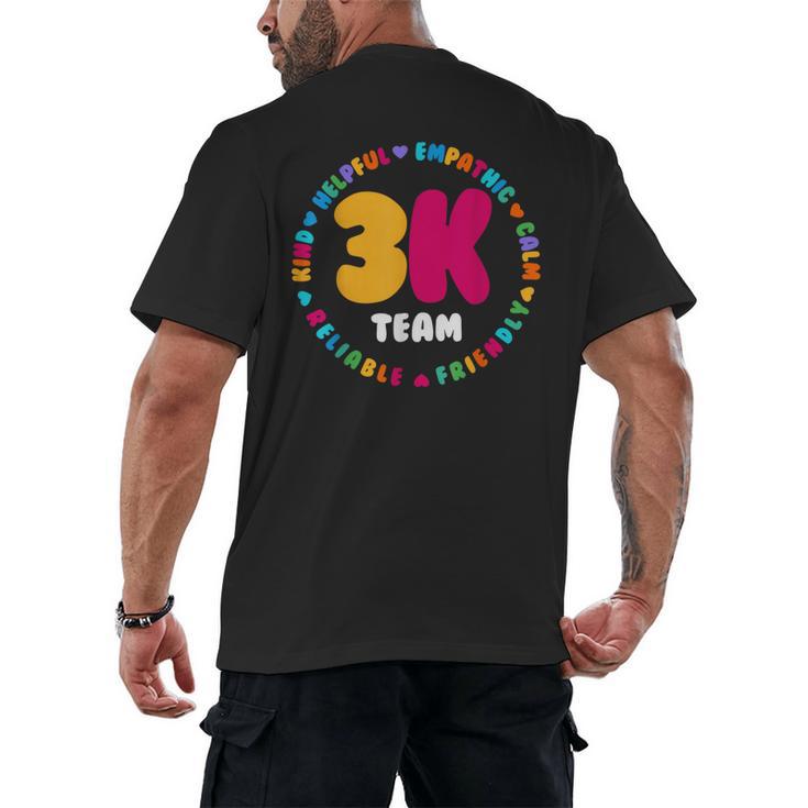 3K Team & Teacher Squad Threes Crew PreK Elementary Team Men's Back Print T-Shirt