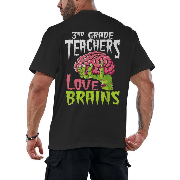 3rd Grade Teachers Love Brains Zombie Teacher Halloween Men's Back Print T-Shirt