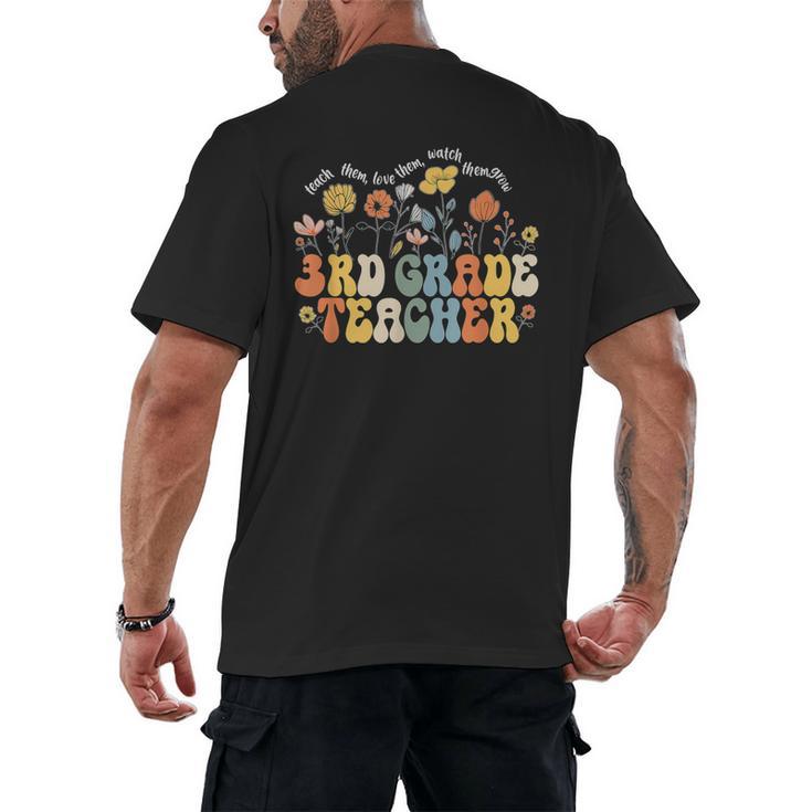 3rd Third Grade Teacher Appreciation Teaching Wildflowers Men's Back Print T-Shirt