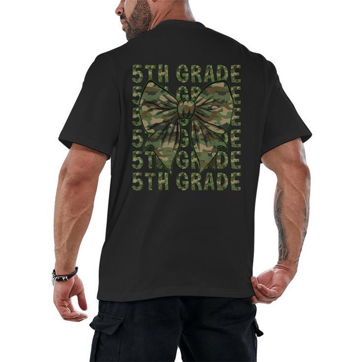5th Grade Teacher Student Camo Bow Back To School Men's Back Print T-Shirt