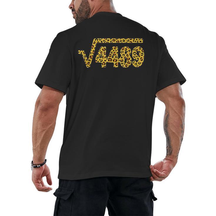 6 7 Leopard Pattern Meme Square Root 4489 Slang Math Teacher Men's Back Print T-Shirt