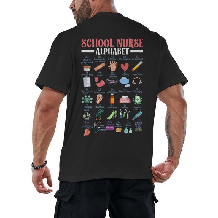 ABC School Nurse Alphabet Student Teacher Health Worker Men's Back Print T-Shirt, trending gift