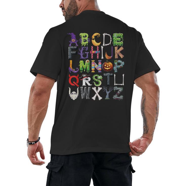 ABCs Alphabet Halloween Learning Kindergarten Teachers Men's Back Print T-Shirt