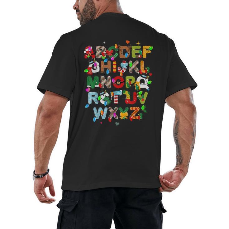 ABCs Learning Kindergarten Teacher Christmas Lights Alphabet For Men Women Kids Men's Back Print T-Shirt