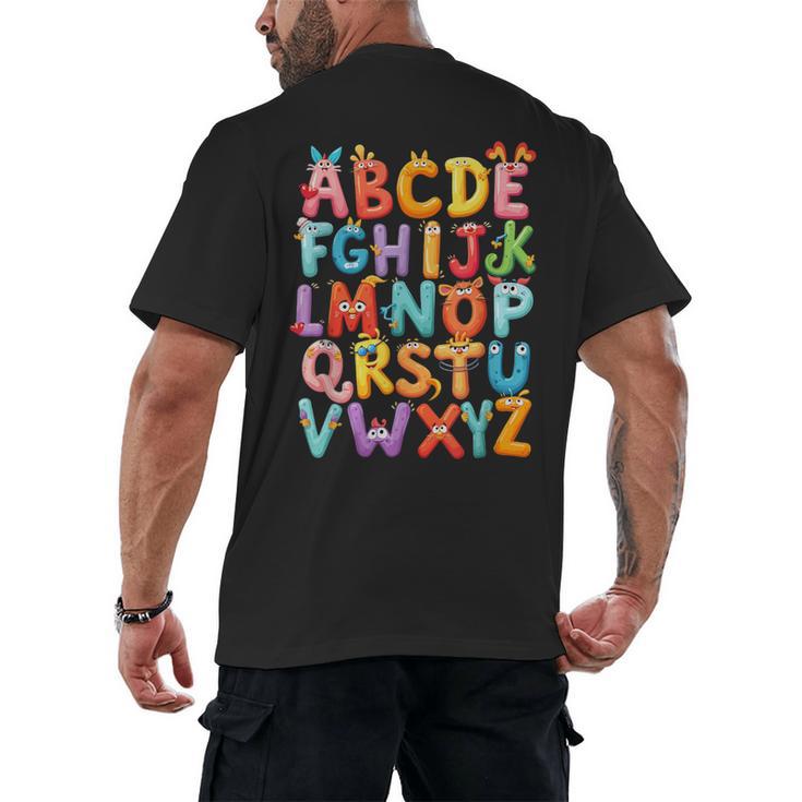 Alphabet A-Z ABC Kids Back To School Pre K Teachers Men's Back Print T-Shirt