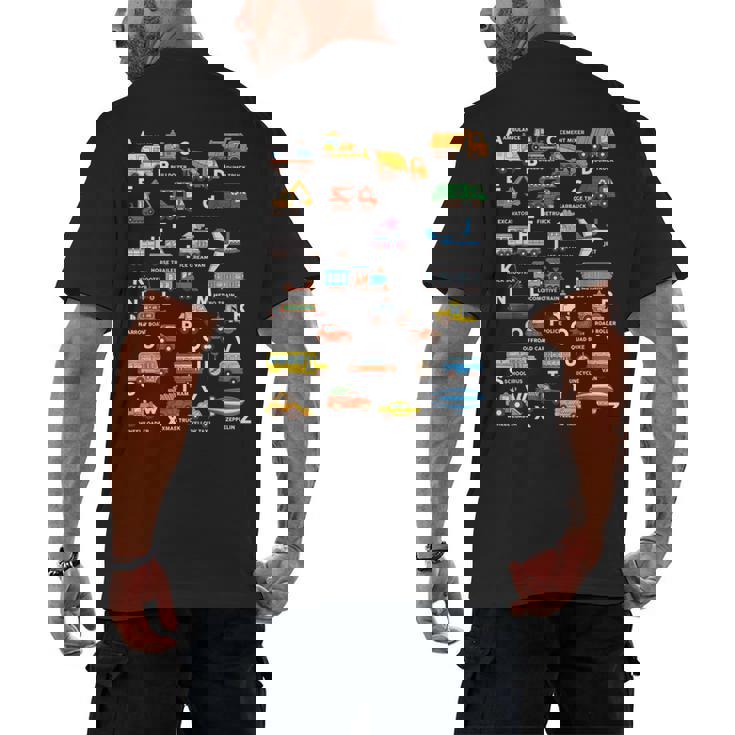 Alphabet Vehicles ABCs Learning Teachers Kids Boys Girls Men&#x27;s Back Print T-Shirt