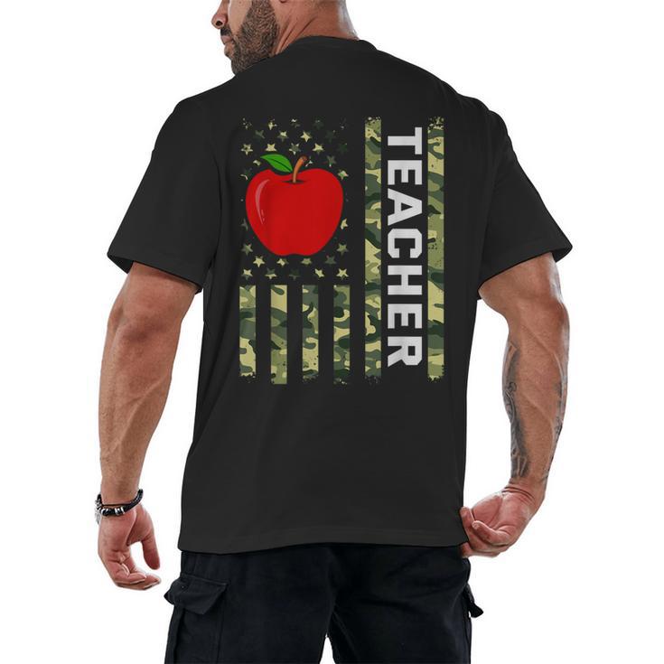 American Flag Camouflage Teacher Patriotic 4th Of July Men's Back Print T-Shirt